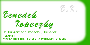 benedek kopeczky business card